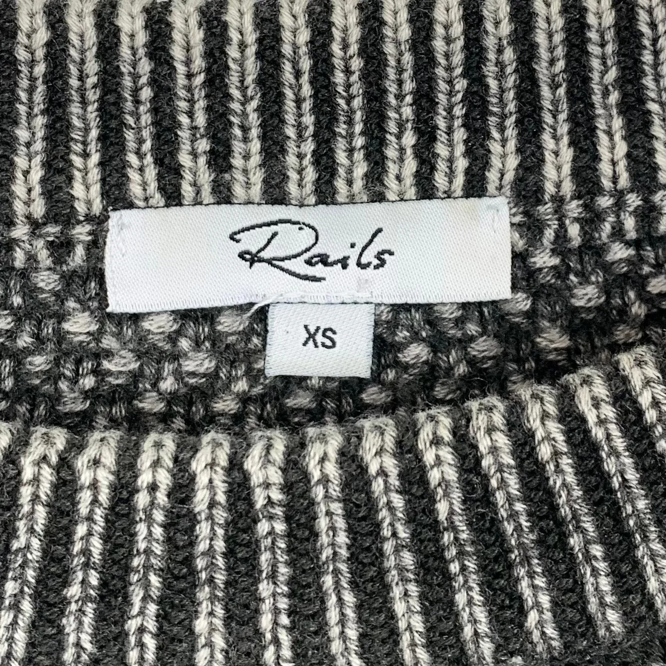 Rails Womens Lisette Vintage Black Textured Sweater Cropped Crewneck Size XS - Image 5