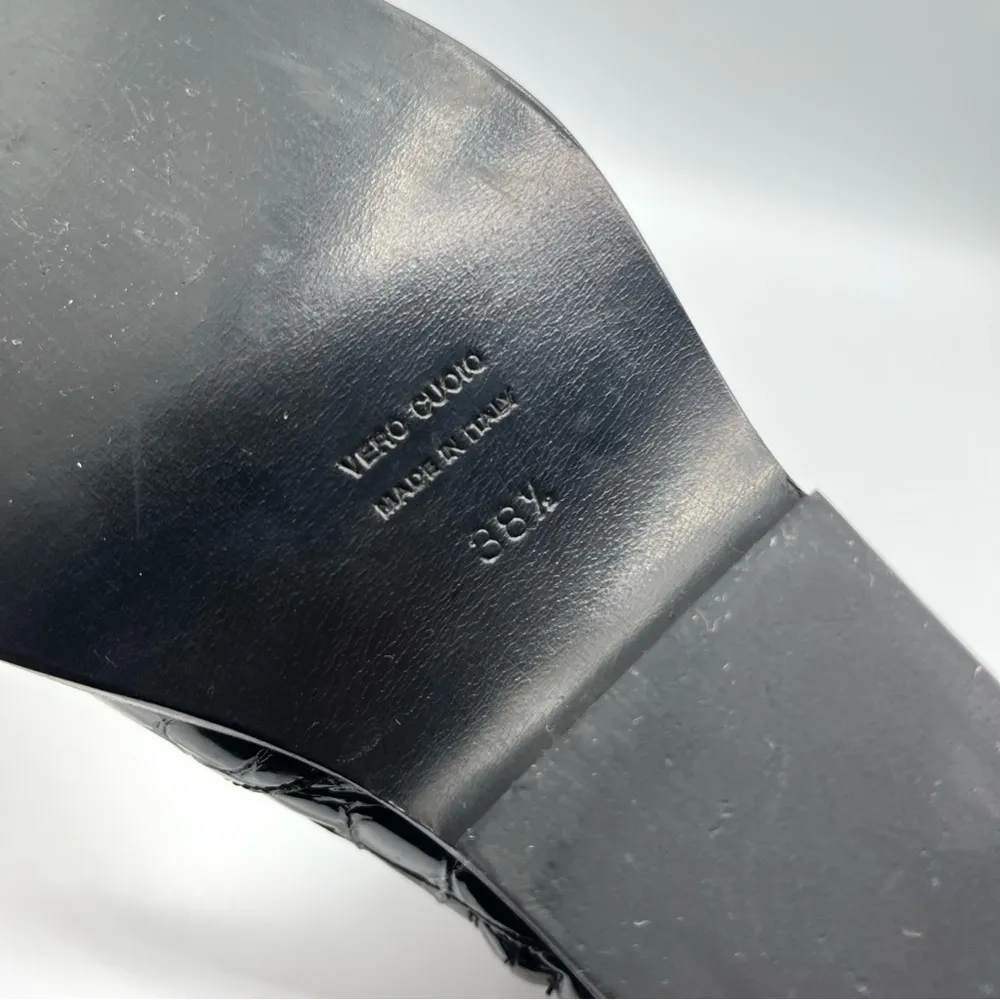 KHAITE  Ankle Boots Patent Leather Black Crocodile Women’s Size IT 38.5 US 8.5 - Image 12