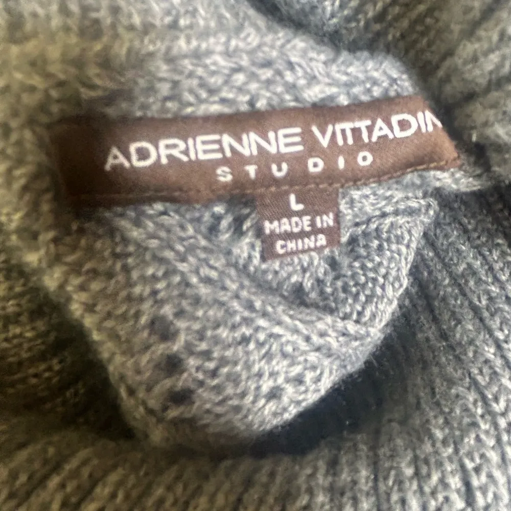 Adrienne Vittadini eyelet cowlneck sweater short sleeve mercerized wool Large - Image 5