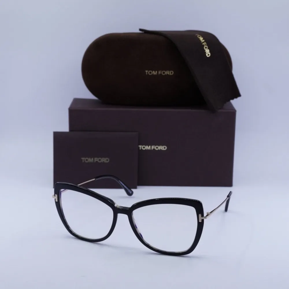 Tom Ford TOM FROM EYEGLASSES FT5882-B 005 Black / Gold Clear Blue Light Block 55mm - Image 3