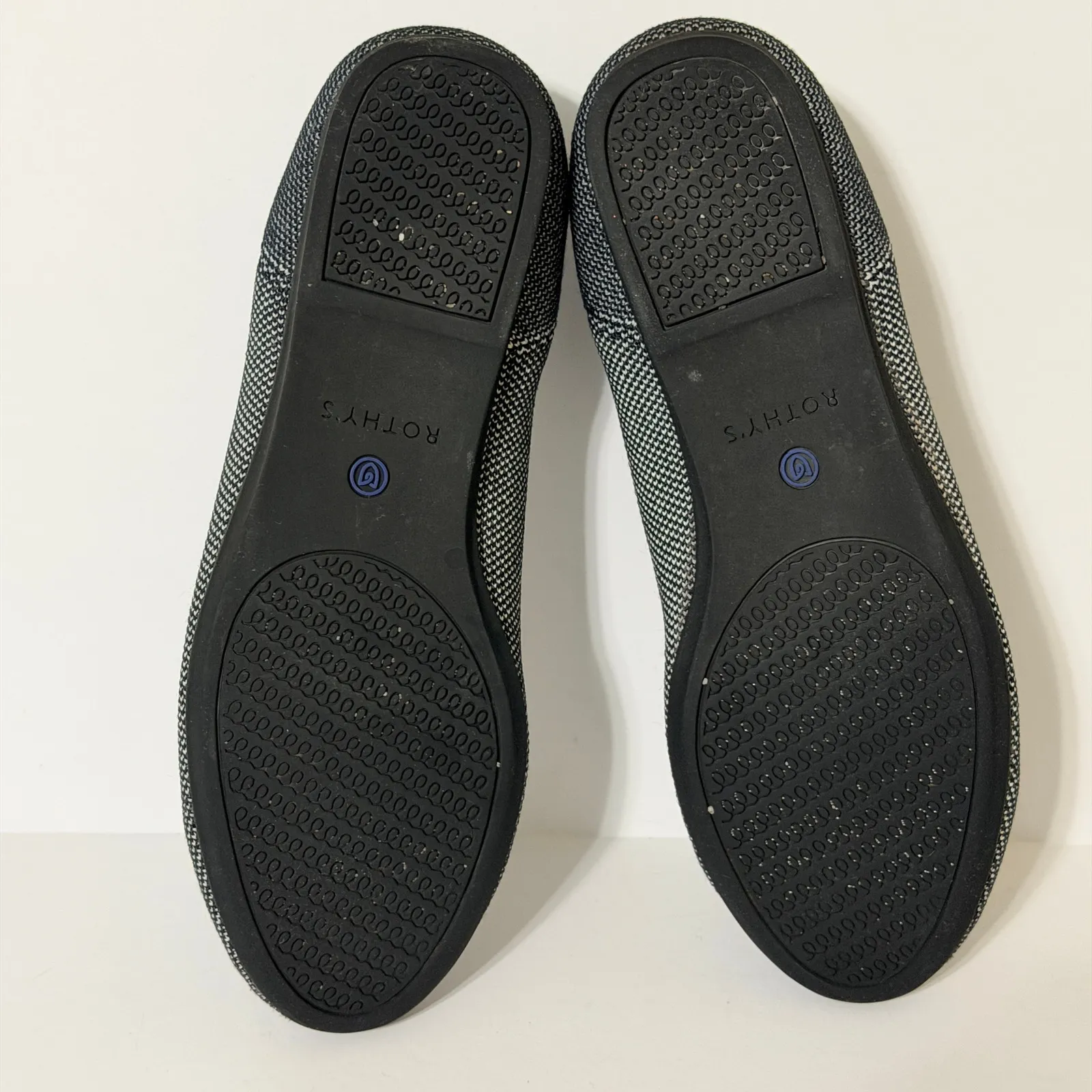 Rothy's The Flat Cloud Grey Birdseye Round Toe Ballet Black/White Women's 6 - Image 3