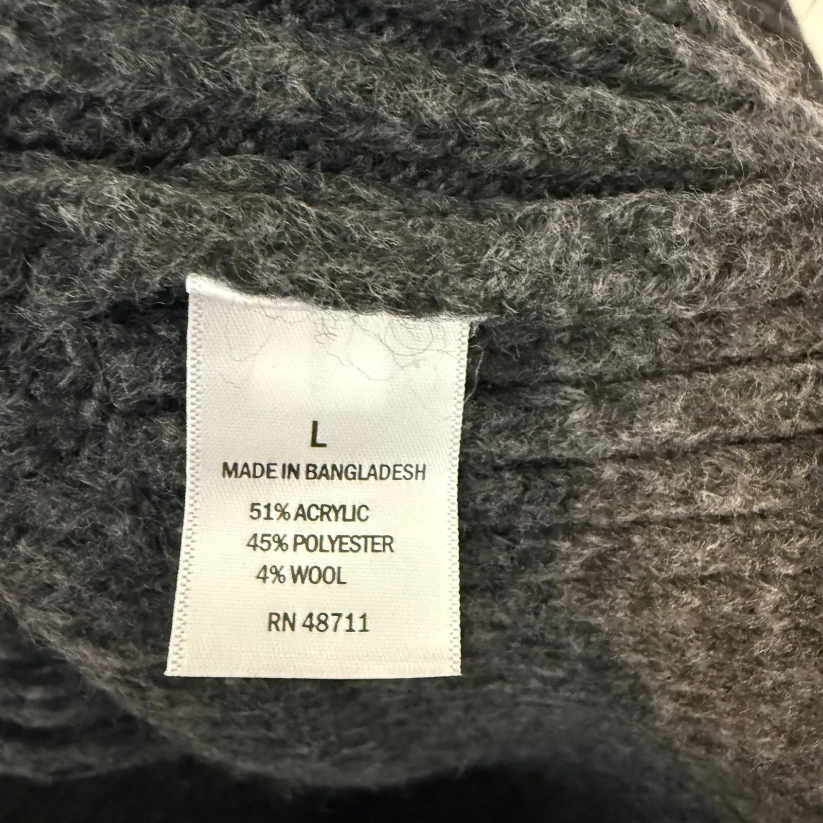 Ophelia Roe Gray Mock Neck Cable Knit Ribbed Casual Sweater Women's Size Large - Image 8