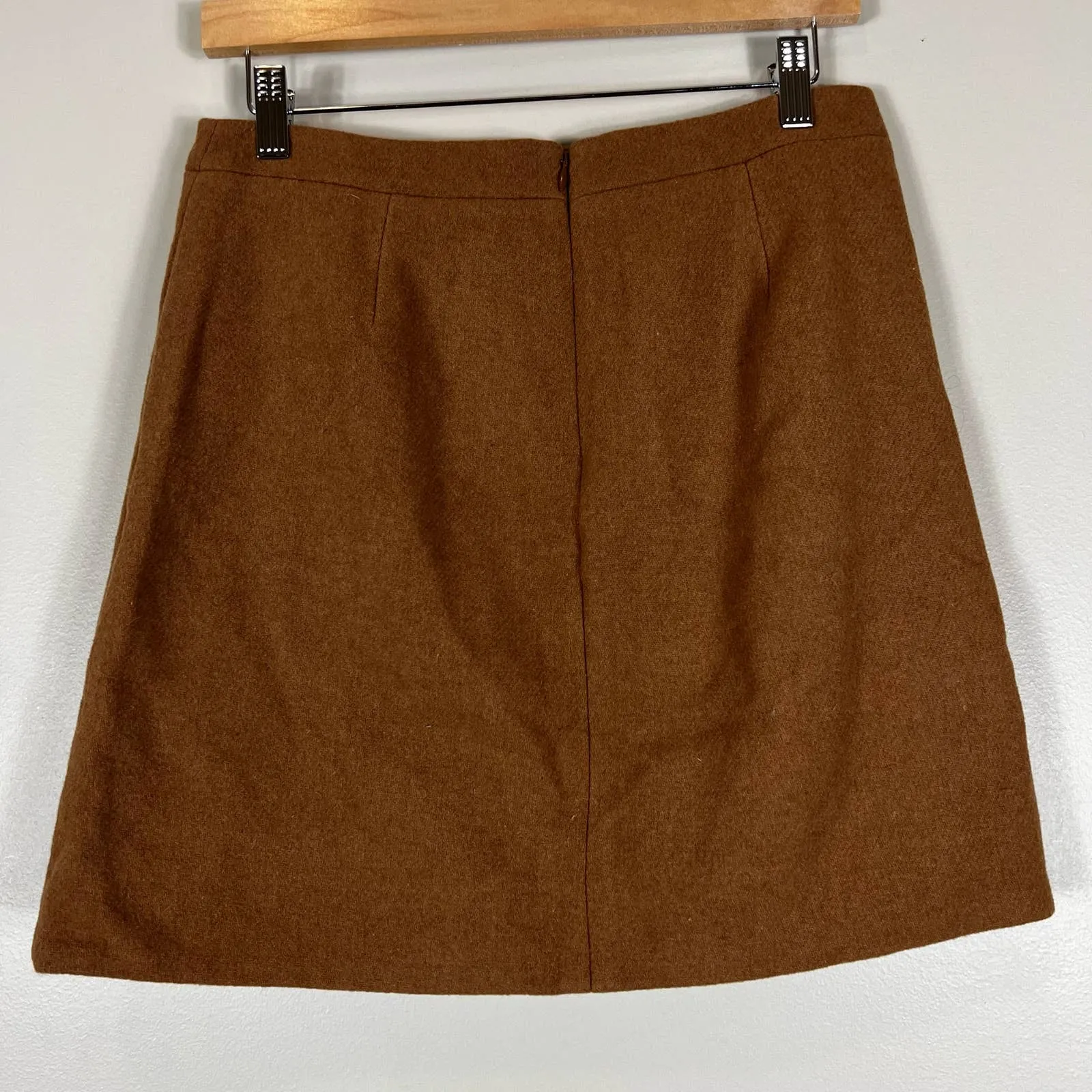J. Crew Wool Mini Skirt Womens 2 Camel Brown Lined High Rise Classic Preppy Fall - Image 4