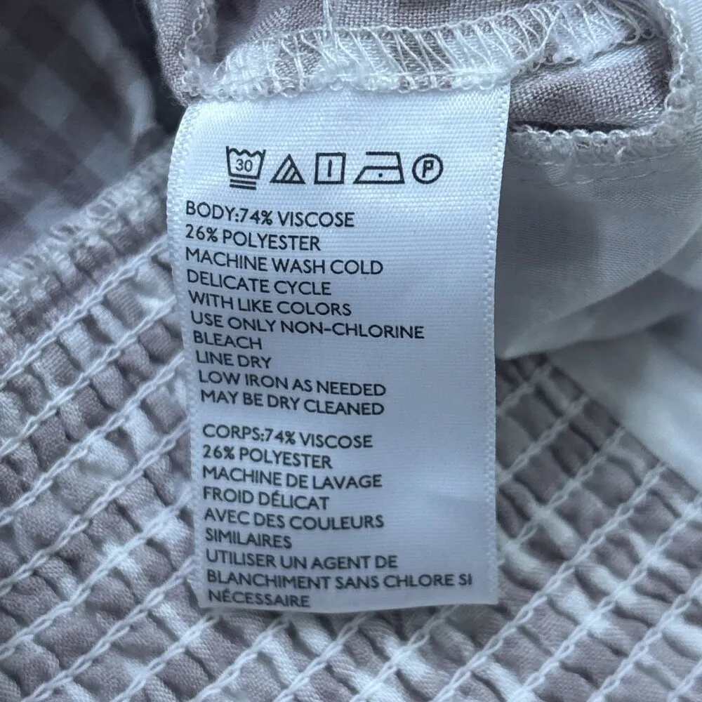 Urban Outfitters Gingham Check Crop Top Womens XS V-Neck Tan White - Image 7