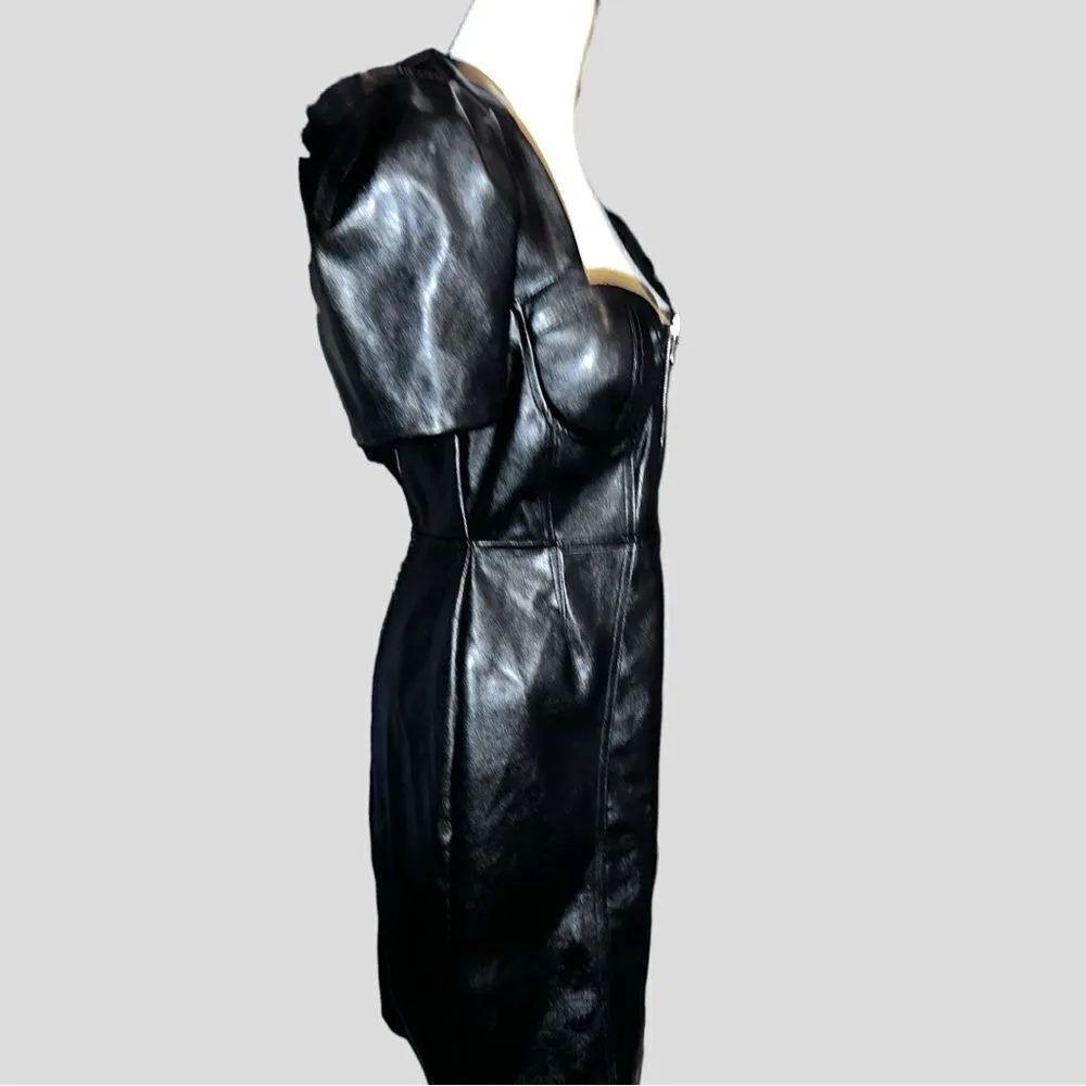 Blashe brand black faux leather zip up front dress. New! Size undefined - Image 9