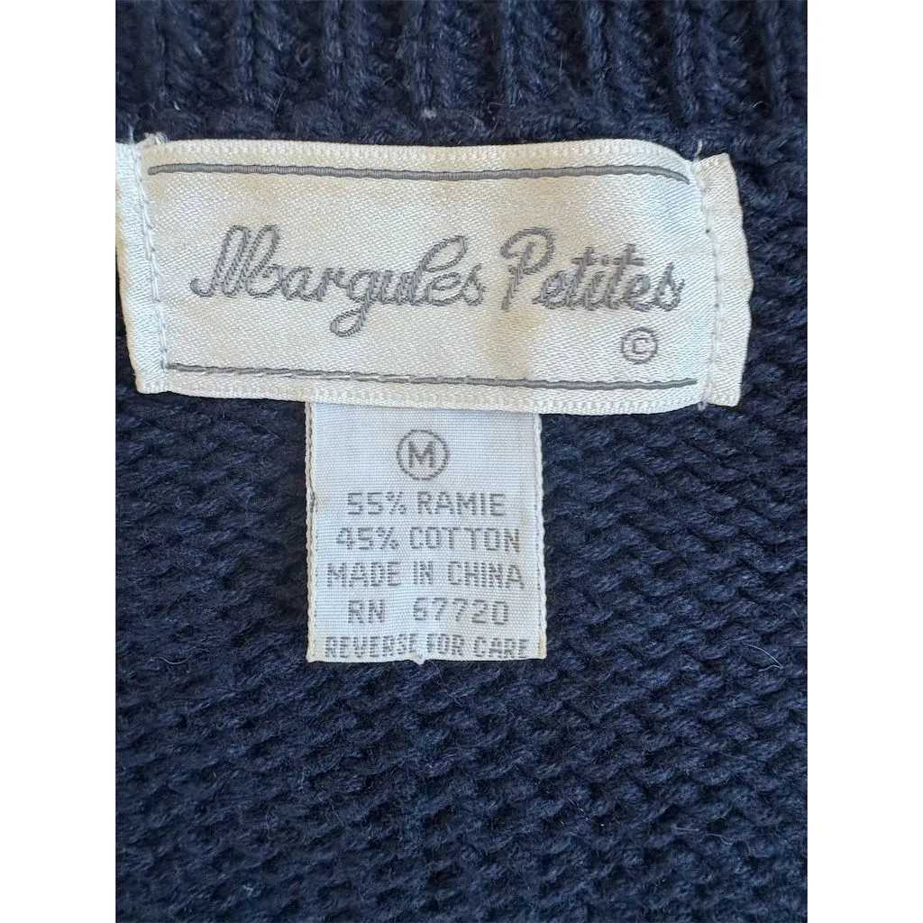 Margules Petites Vintage Floral‎ Cardigan Sweater Blue Embroidered M Size undefined - Image 4