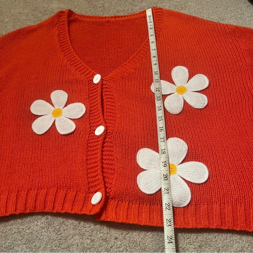 SHEIN Orange Floral Cardigan Sweater {PLUS SIZE} - Image 6