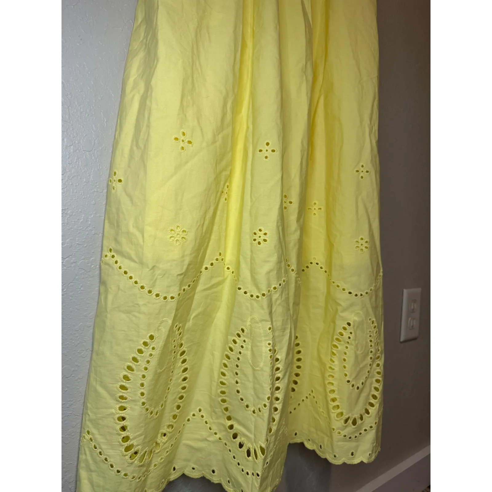 Calypso St. Barth Yellow Eyelet Dress Sleeveless Maxi with Pockets - Image 5