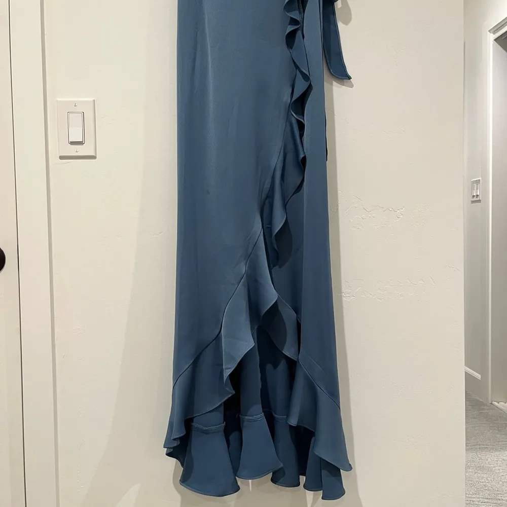 David’s Bridal Spaghetti Strap Crepe Ruffle Bridesmaid Dress - Image 2