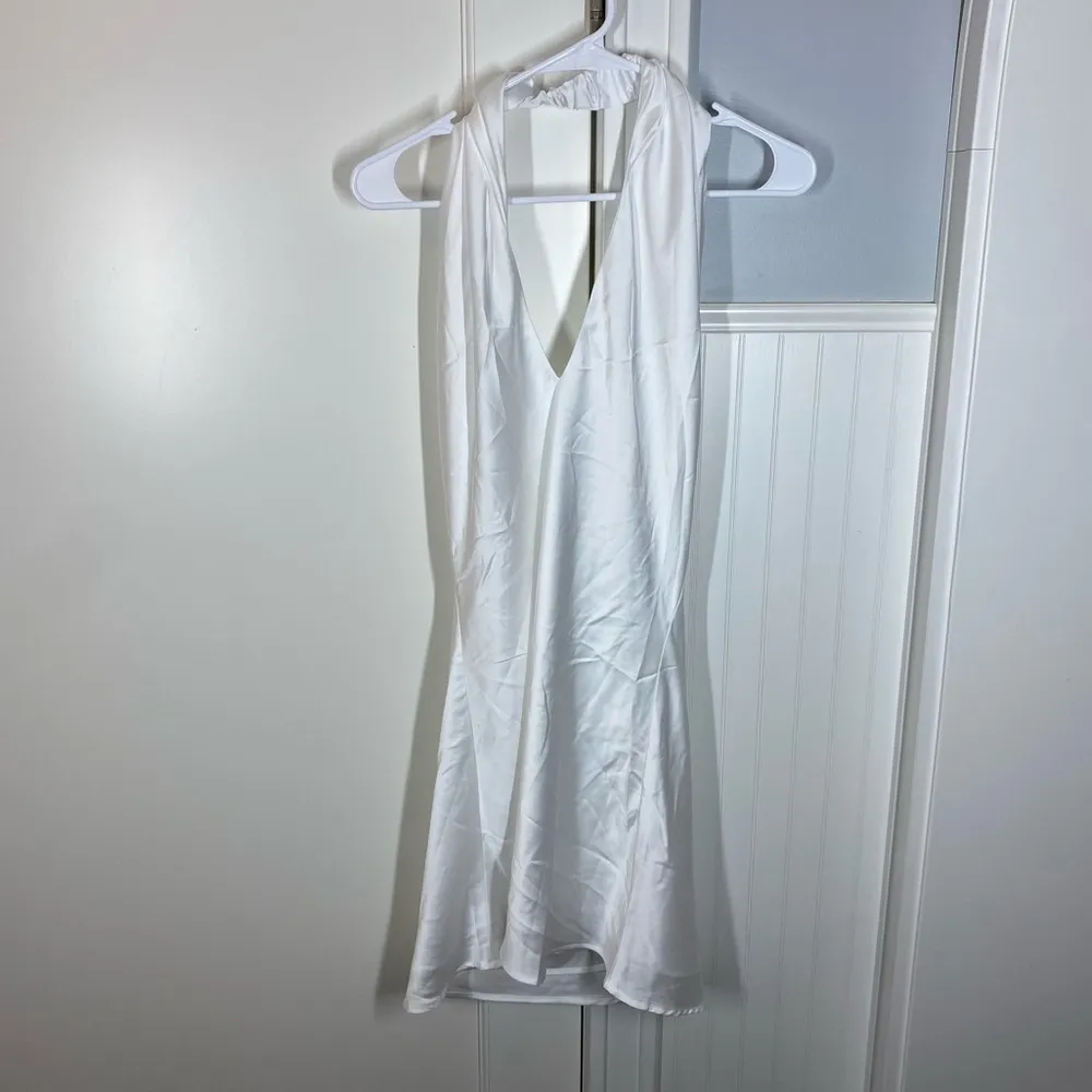 Show me your mumu wedding Jasmine Mini Dress in ivory white luxe statin small - Image 2