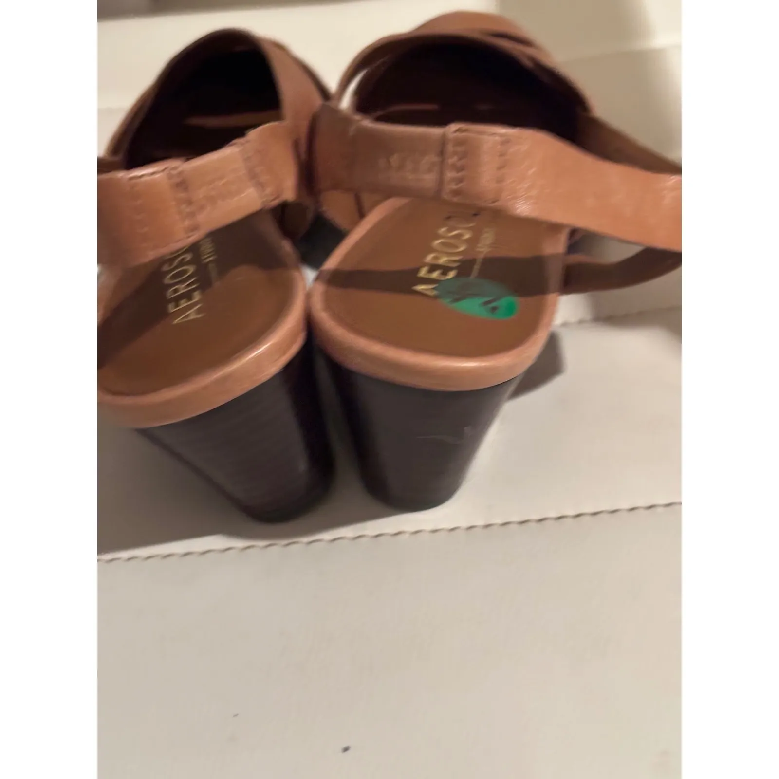 Aerosoles Studio Women's Carmel Wedge Slingback Sandals Tan Leather Size 7.5 Brown - Image 3