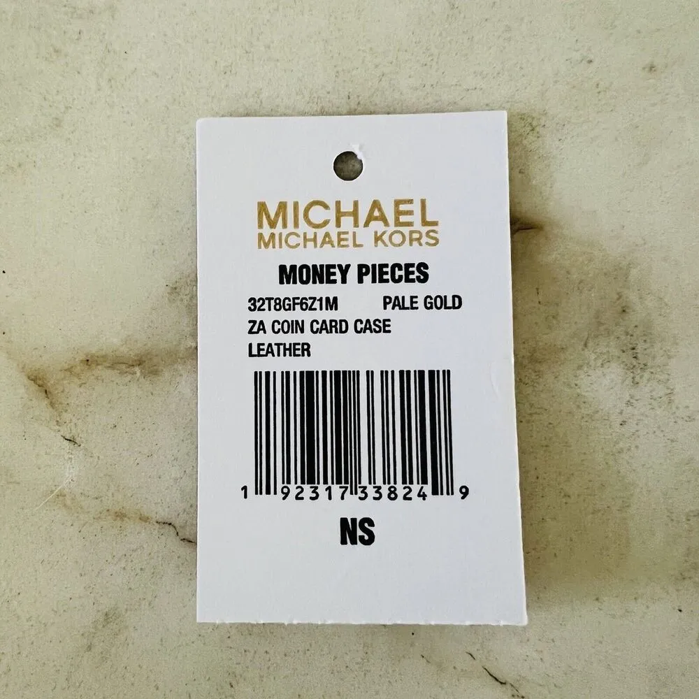 MICHAEL KORS Money Pieces Pale Gold Leather Zip Around Coin Card Case Wallet - Image 7