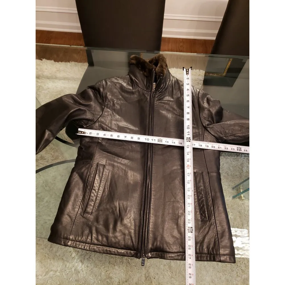 Columbia Leather Jacket Women’s M Black Faux Fur Lined Zip Winter Coat Warm - Image 15