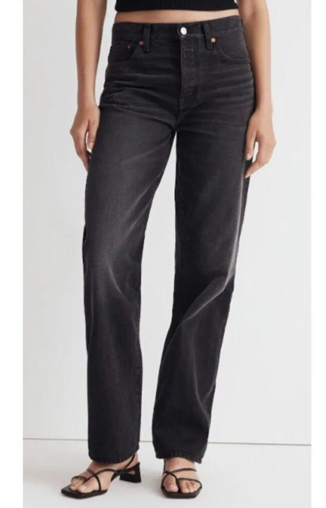 Madewell Low Slung Straight Jeans in Kent Wash Black Size 28 - Image 4