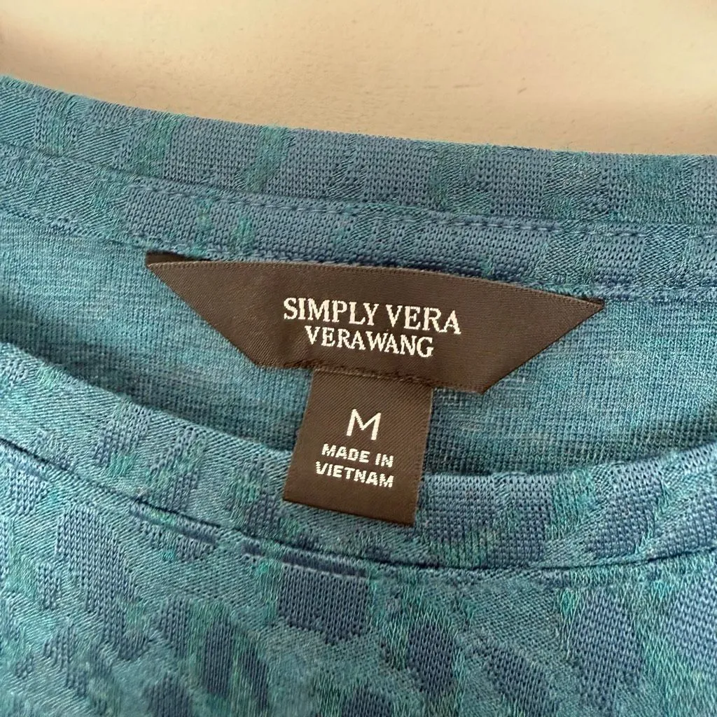 Simply Vera Vera Wang Women’s Medium Blue Patterned Longsleeve Top - Image 2