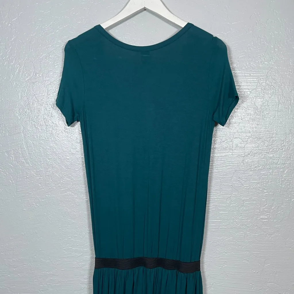Peruvian Connection Women S Viridian Blue Twist T-Shirt Bubble Dress Stretch - Image 7