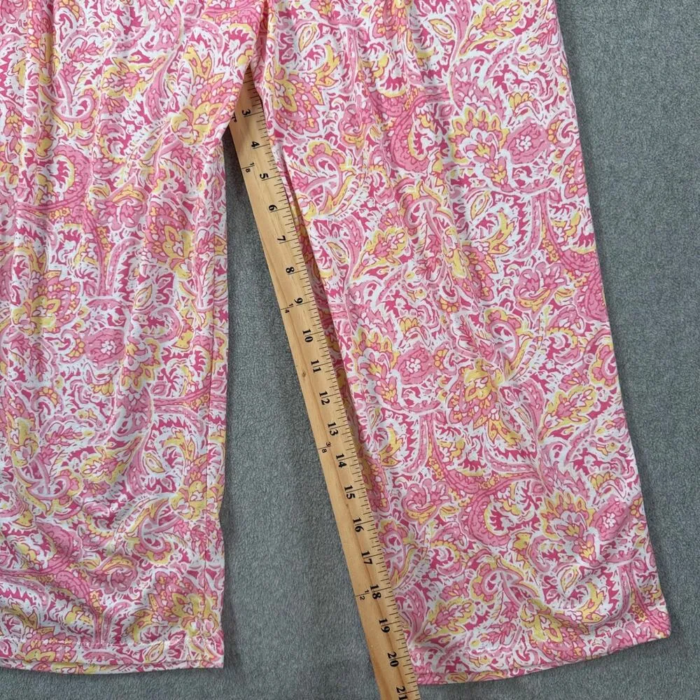 Aria Pink Paisley Pajama Set Women's Medium Cropped Sleeveless Elastic Waist - Image 9