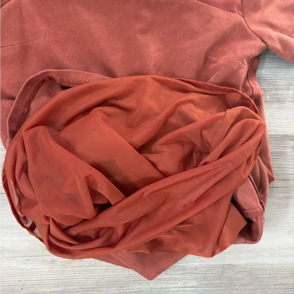 Bershka XS, Rust Orange suede mini dress with short sleeves #minidress - Image 3