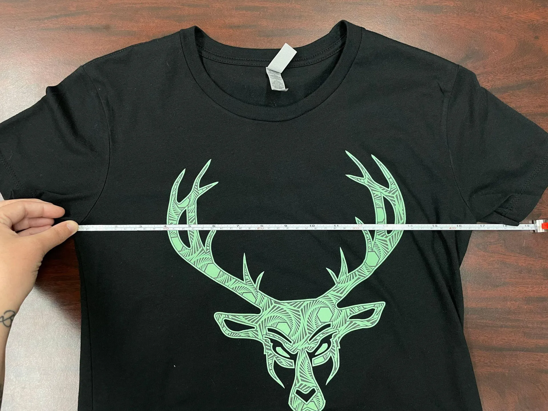 Next Level Apparel Bucked Up Black Short Sleeve Tee with Green Logo - Image 7