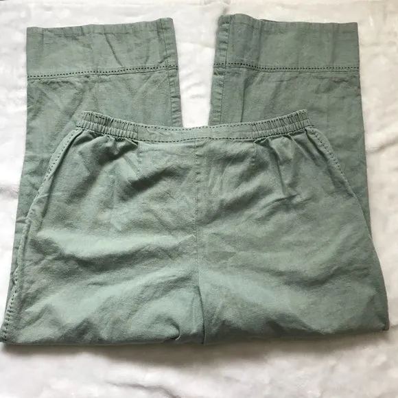 Hearts of Palm Women's‎ Sage Green Linen, Cotton Blend Wide Leg Culottes Size 12 - Image 4