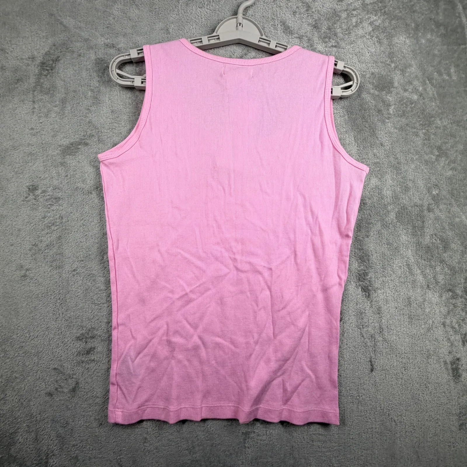 Chaus Tank Top Large Pink Daisy Ribbed Y2K Coquette Soft Girl Floral Rhinestone - Image 3