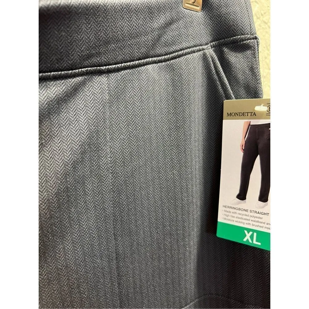 Mondetta Black & Grey Herringbone Straight Leg Pants Woman’s XL NEW - Image 10