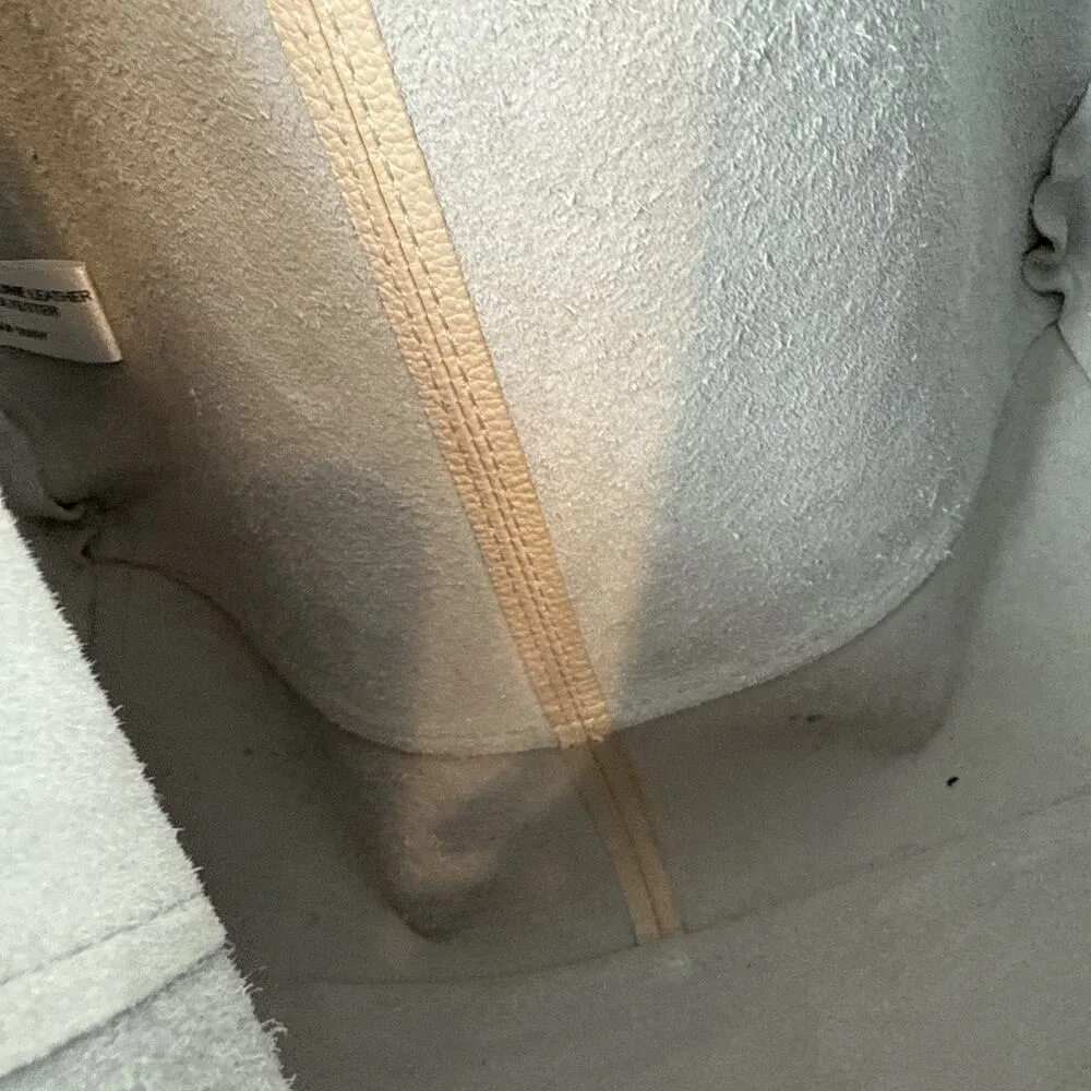 Lucky Brand Jaid Shoulder Tote Bag Purse Shopper Stucco Ivory Pebbled Leather - Image 9