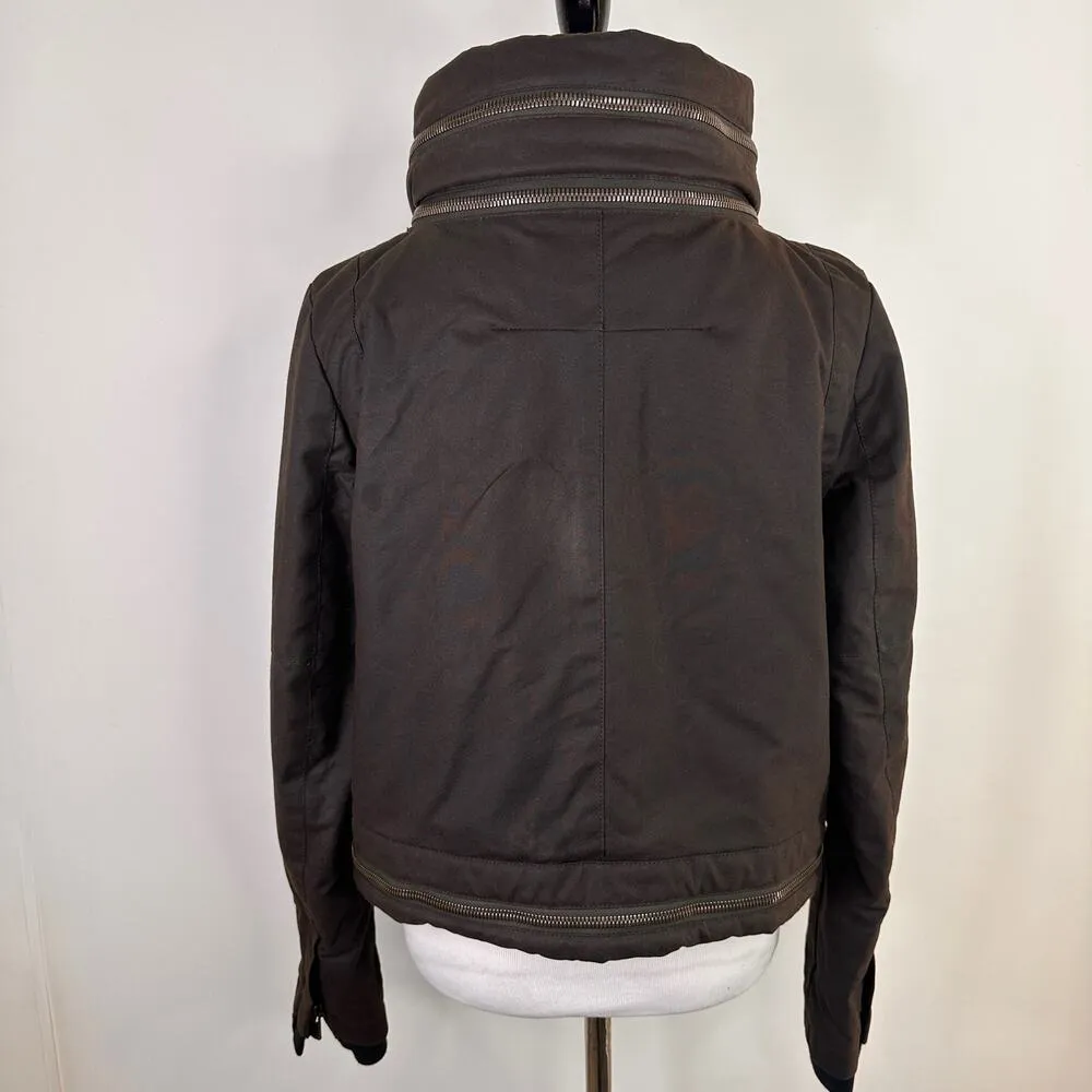 Givenchy Brown Oilskin Double Zipper Fleece Lined Jacket Size 40 - Image 11