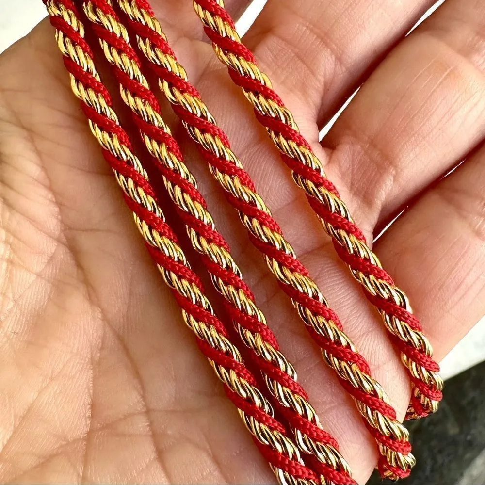 Vintage Trifari gold tone red twisted rope necklace - Image 9