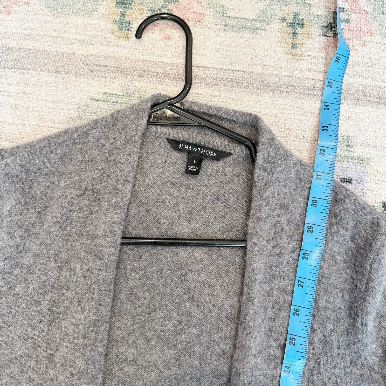 41 Hawthorn Womens Gray Cashmere Open Front Cardigan Sz Large Luxury Capsule - Image 7