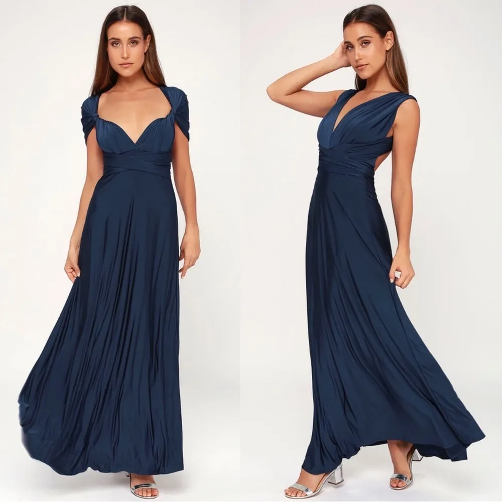 Lulu’s • Always Stunning Convertible Maxi Dress navy blue multi way bridesmaid - Image 6