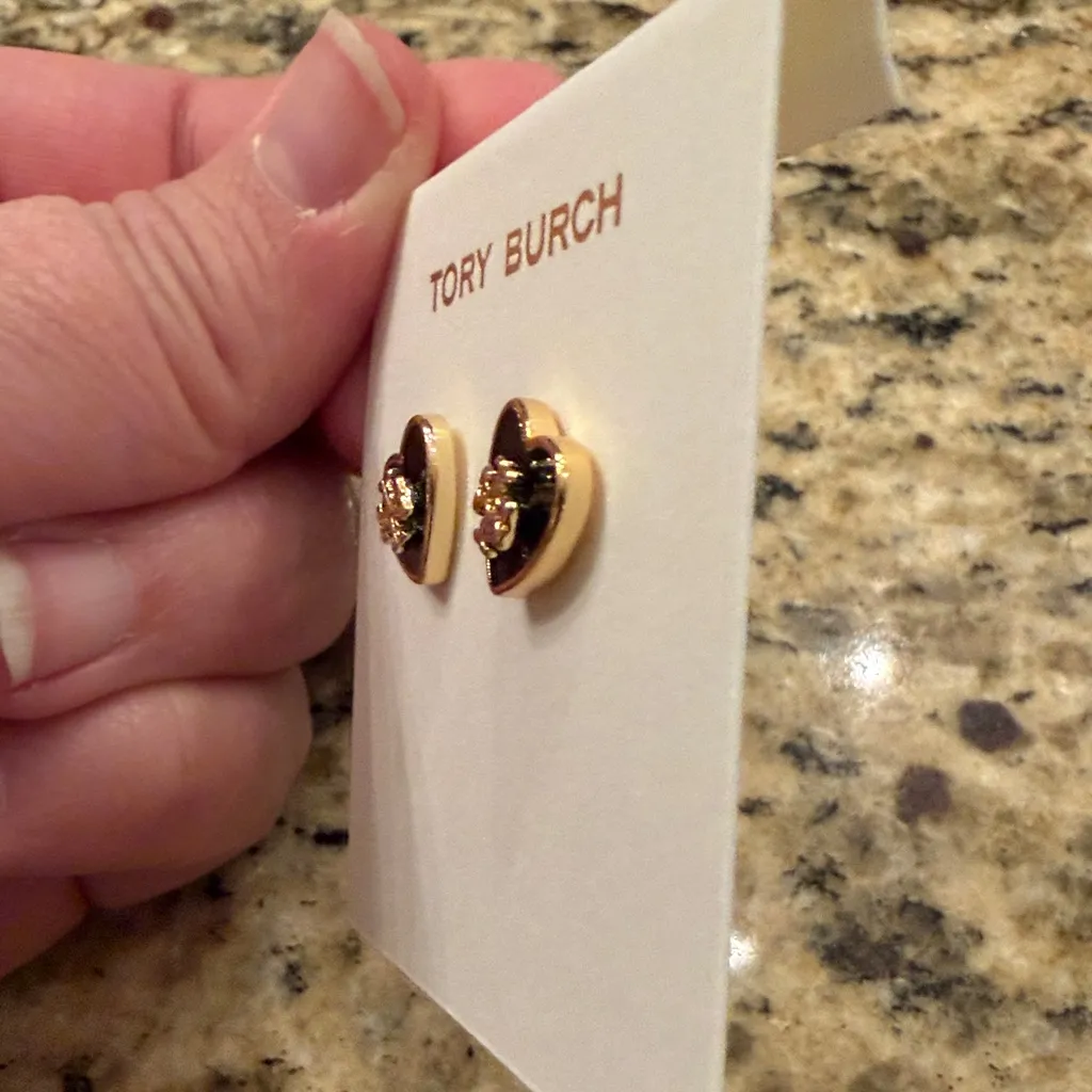 Tory Burch Kira Heart Stud Earrings NEW! - Image 2