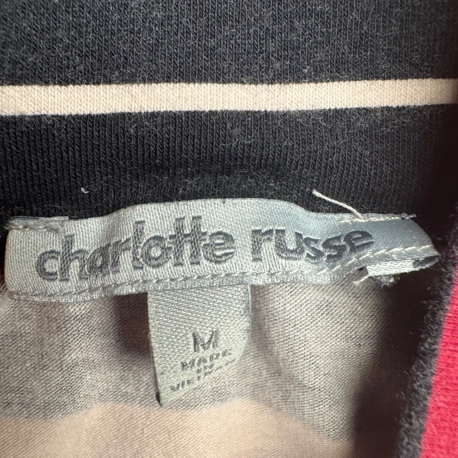 Charlotte Russe Striped Mini Skirt Black Red White Size M - Image 3