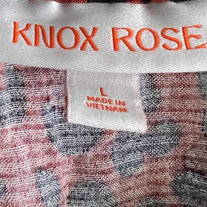 Knox Rose Large Burnt Orange Leopard Print Smocked Waist Flowy Pullover Dress - Image 7