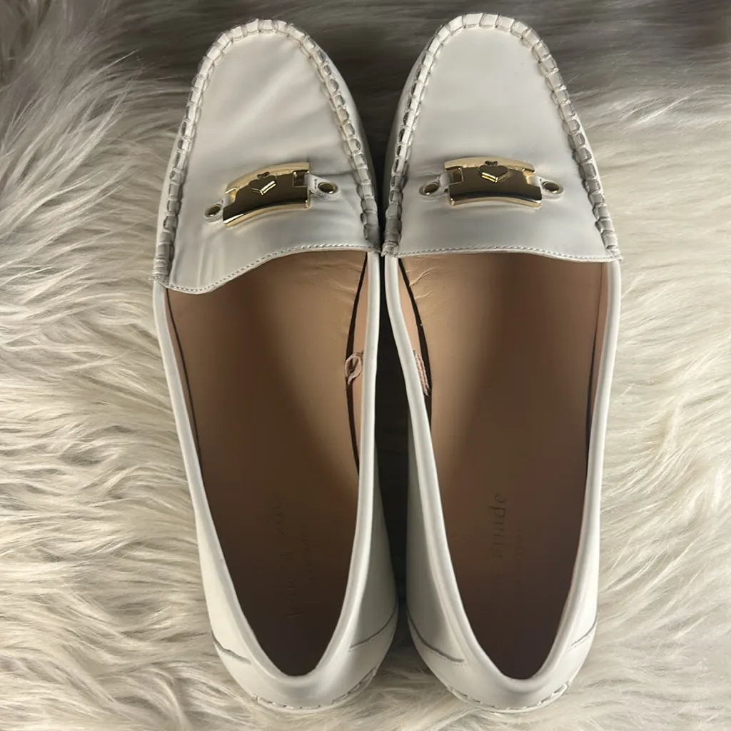 KATE SPADE Loafers Women's Size 8 Kate Spade Carmen S1350018 White Leather Shoes - Image 3