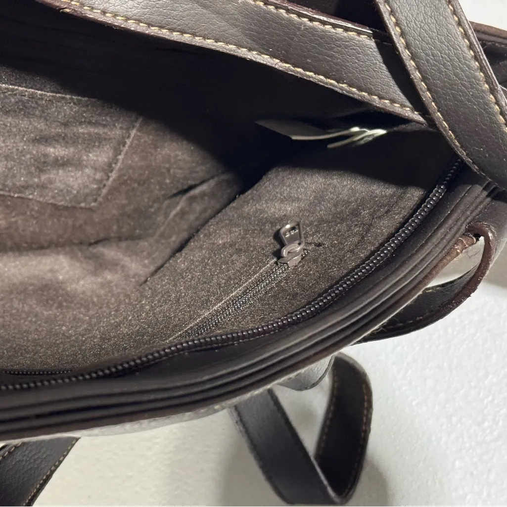 Strada Genuine Leather Organizer Shoulder Bag Tote Purse Brown New with Tags - Image 12