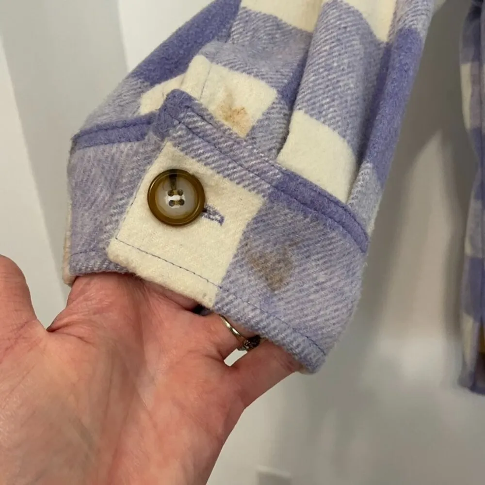 WILD FABLE Lilac Lavender Purple Cream Ivory Plaid Oversized Fit Shacket Jacket - Image 8