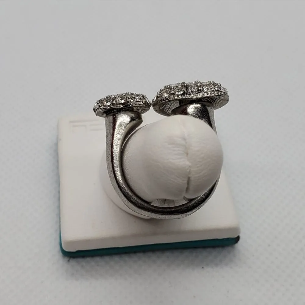 Silver Tone Rhinestone Heart Ring Silver - Image 5