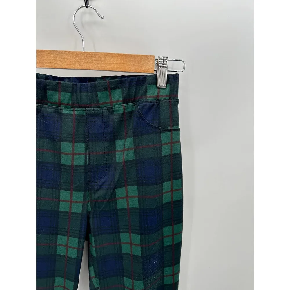 Sanctuary Pants Women SIZE 2 Green Blue Plaid Printed Pull On Stretch Skinny - Image 4