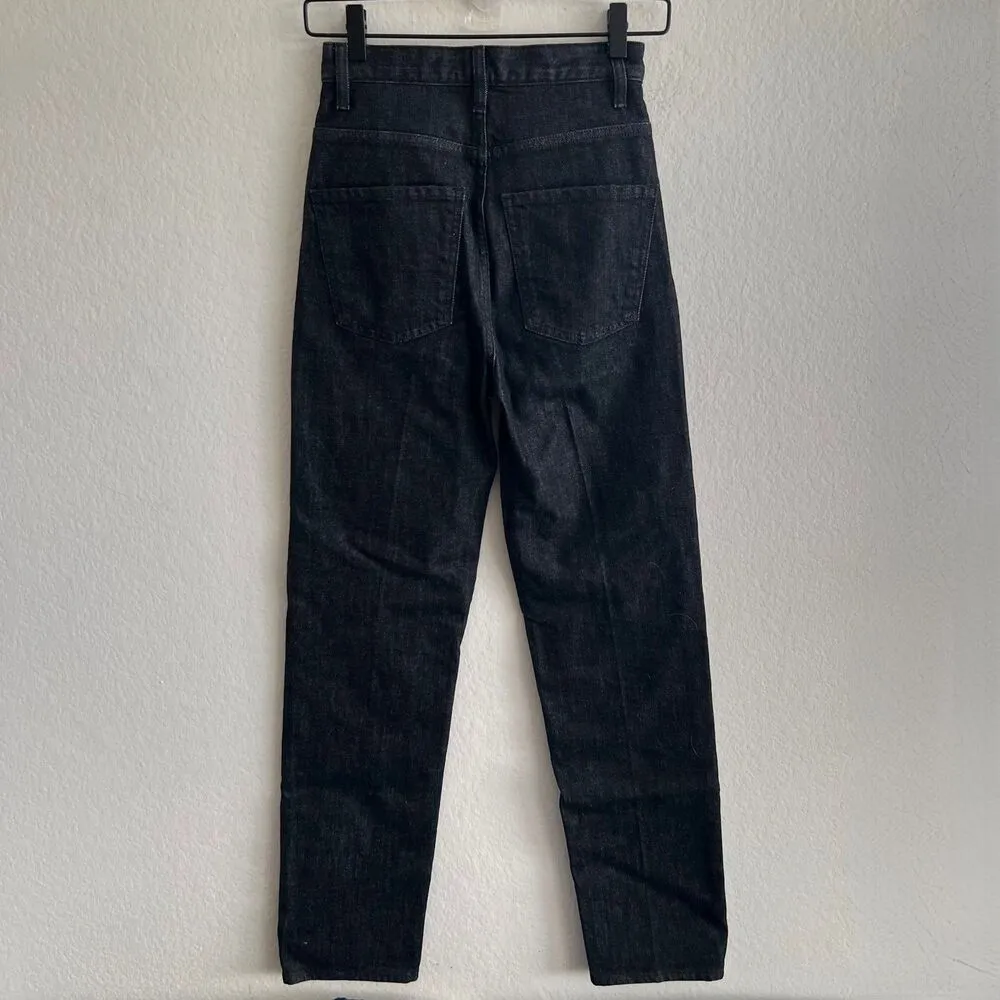 NWT THEORY High Waist Mom Cut Charcoal Black Straight Leg Denim Jeans Womens 24 - Image 4