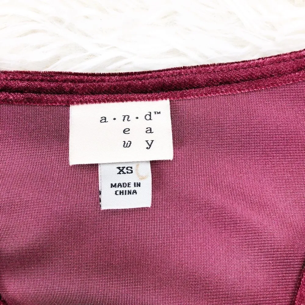 A New Day Red Velvet Twist Front Long Sleeve Dress Size XS - Image 6