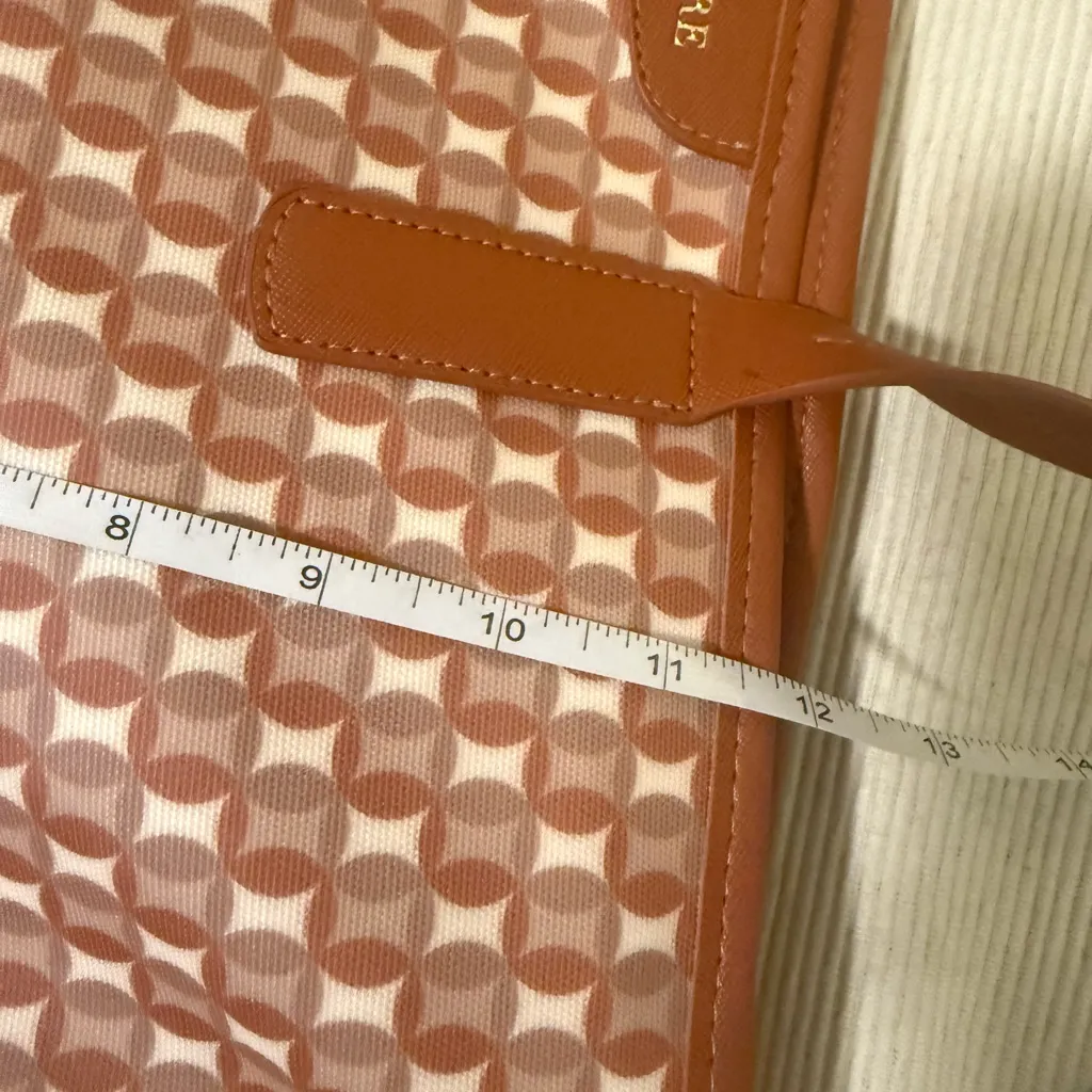 ban.do “Throw Stuff In Here” Tote Bag Orange Geo Print Shoulder Bag Large Brown - Image 4