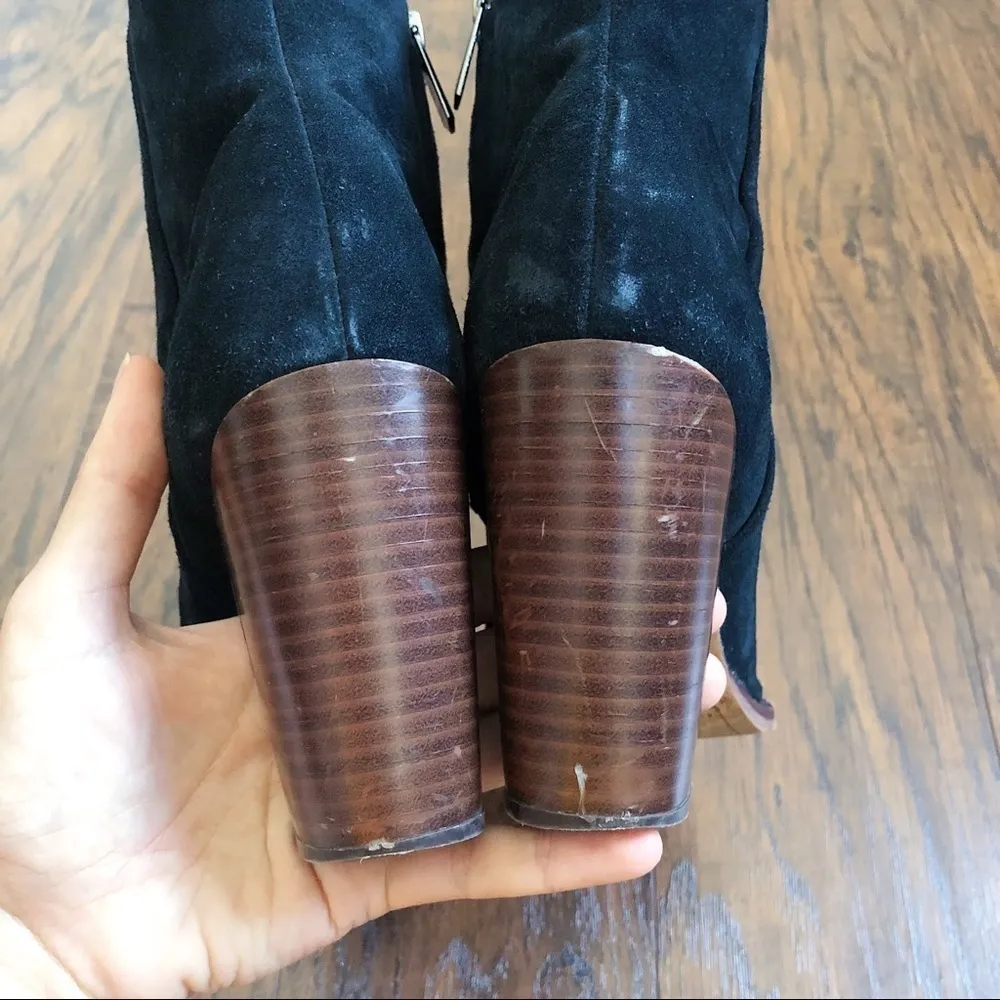 Sam Edelman • Blake suede bootie black leather heeled ankle boot pointed toe - Image 11