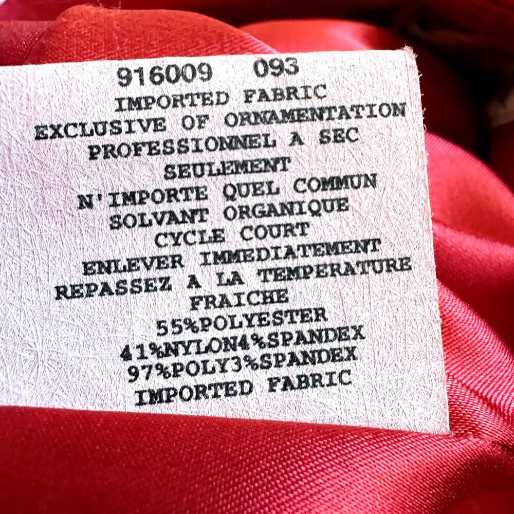 VTG Jessica McClintock Evening Gown Plunge V Sweetheart Neck Ruffle Prom Red 4 - Image 5