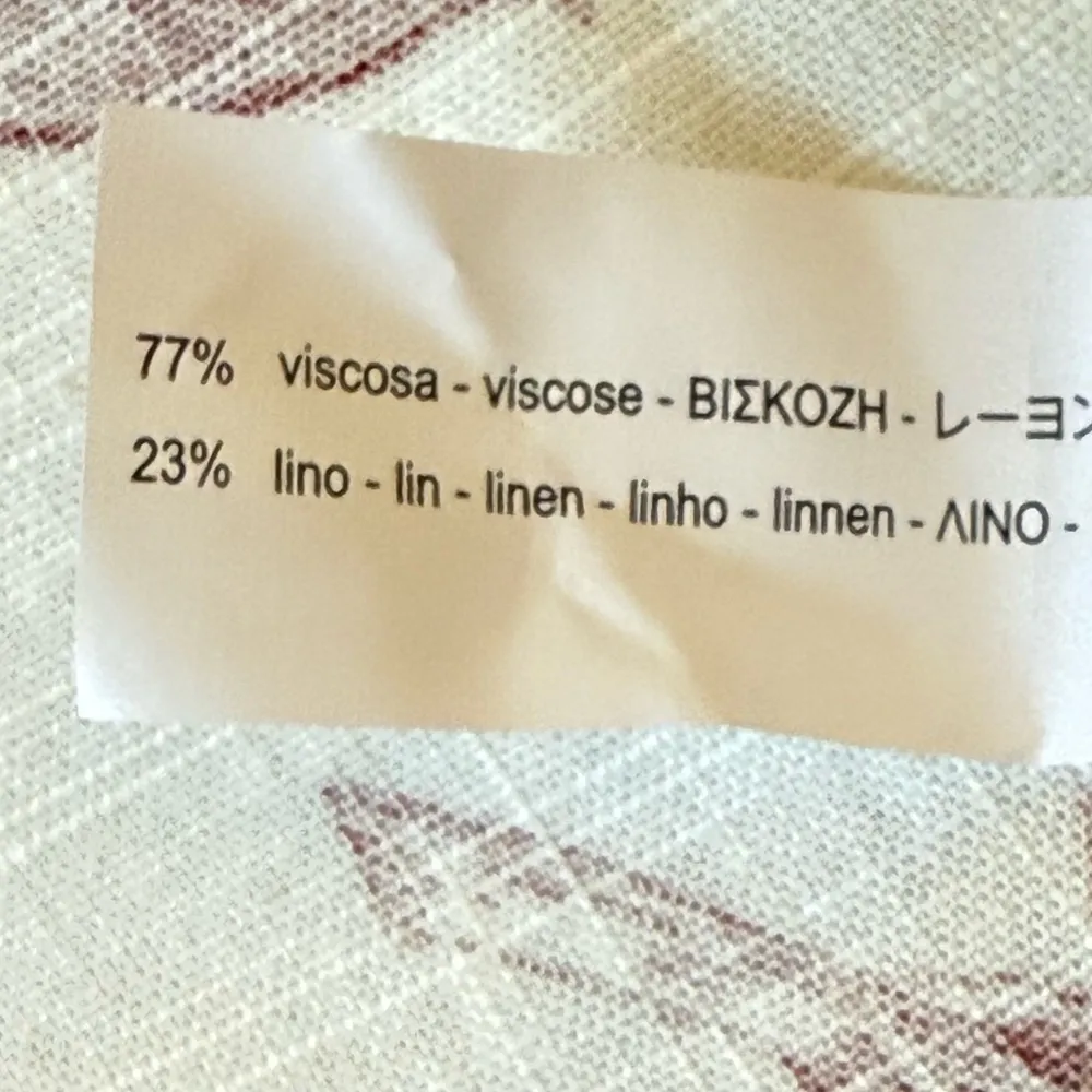 Zara Wrap Kimono Top Linen Blend Red White Toile Floral Print Puff Sleeve Large - Image 10