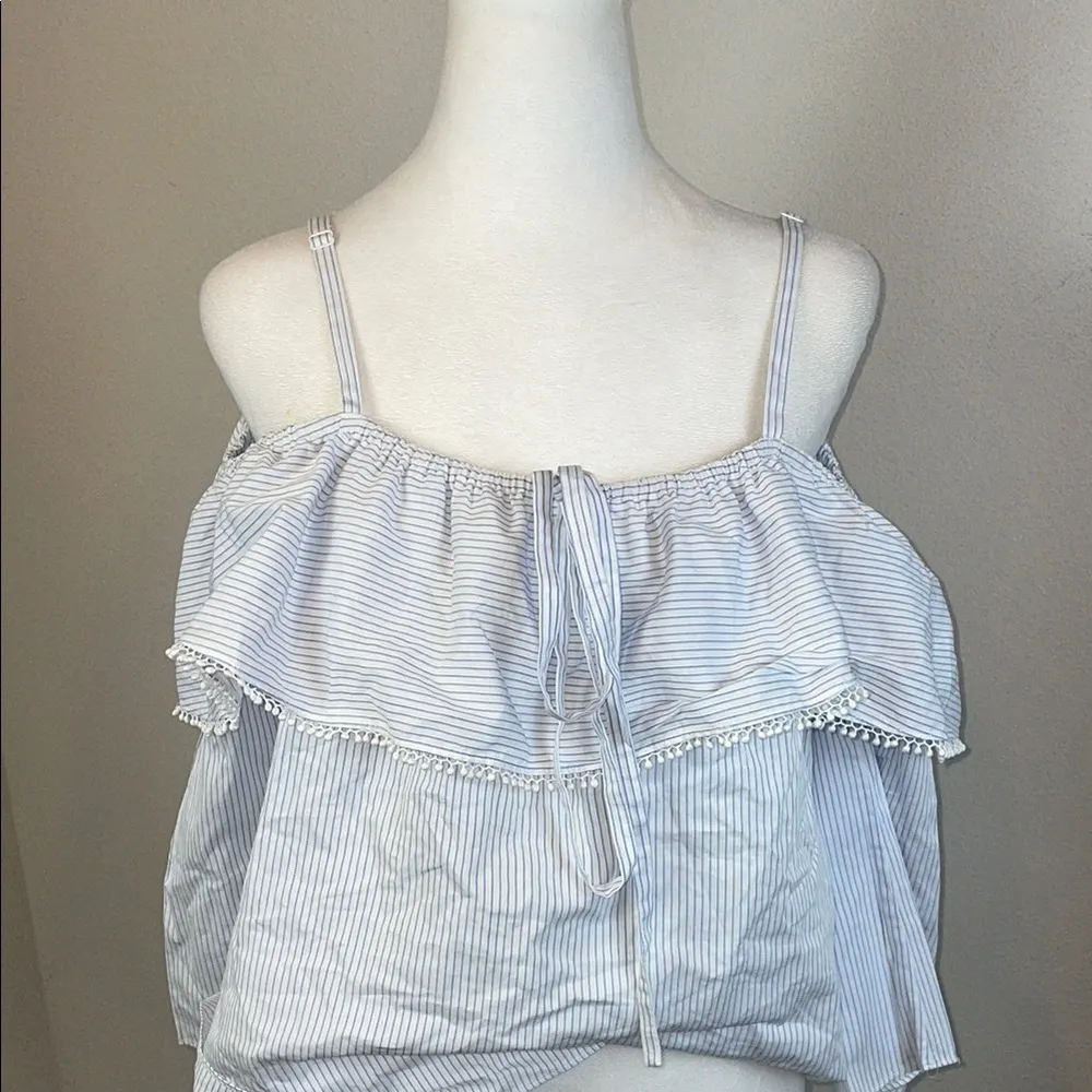 Jonathan Simkhai Blue Ruffled Off the Shoulder Tank Top Size XS - Image 2
