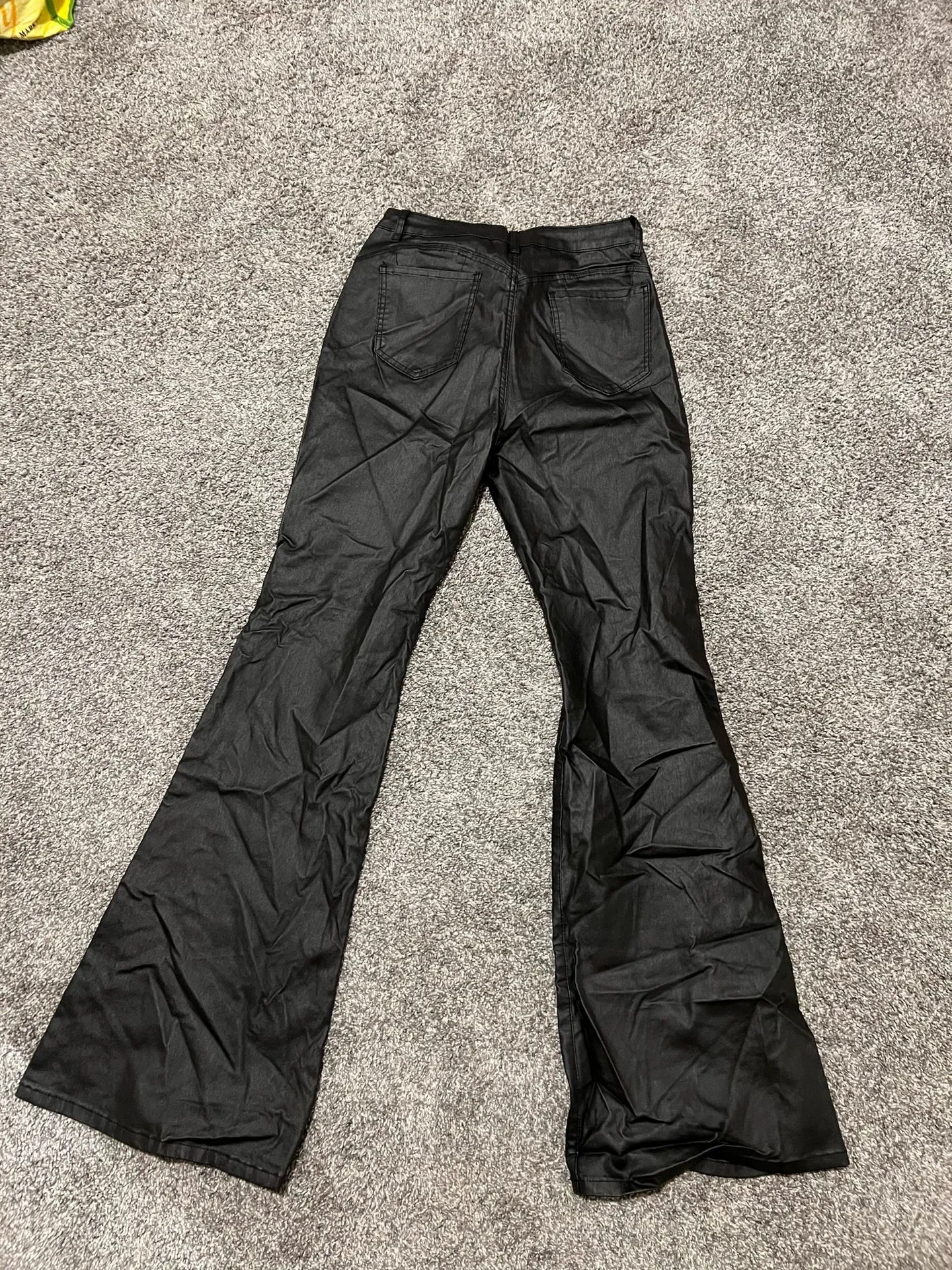 Tall Leather Black Flare Pants Size XL - Image 3