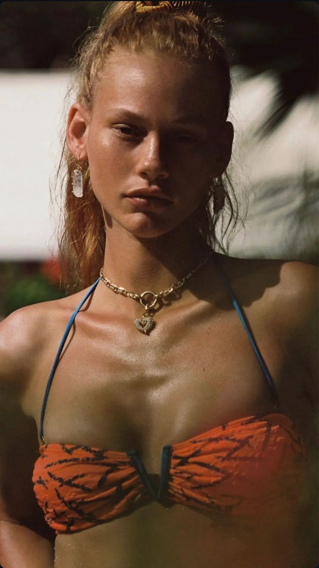 Vanessa Mooney Orange Blue Print Remi Bikini Top XL & High Rise Bottoms M - Image 5