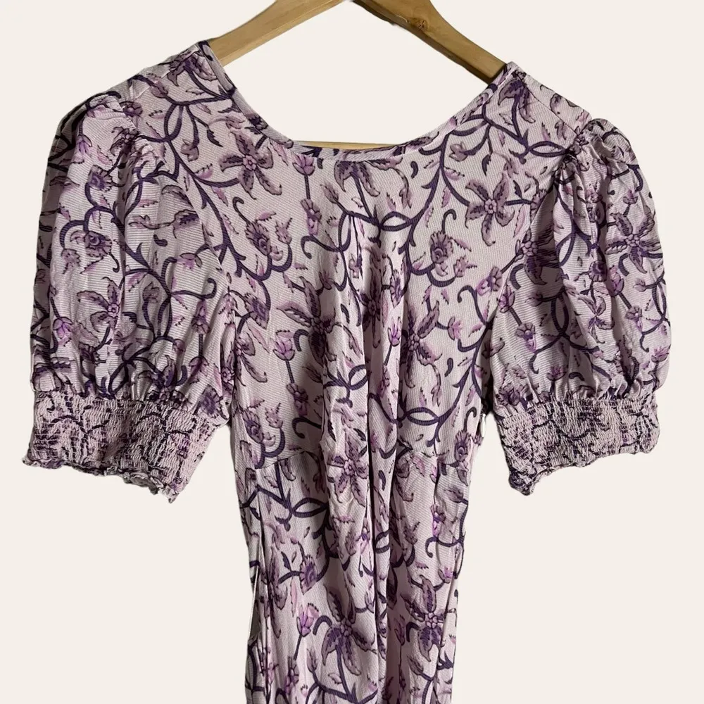 Saylor Amarette Puff-Sleeved Purple Floral Print Maxi Dress Size XS - Image 4