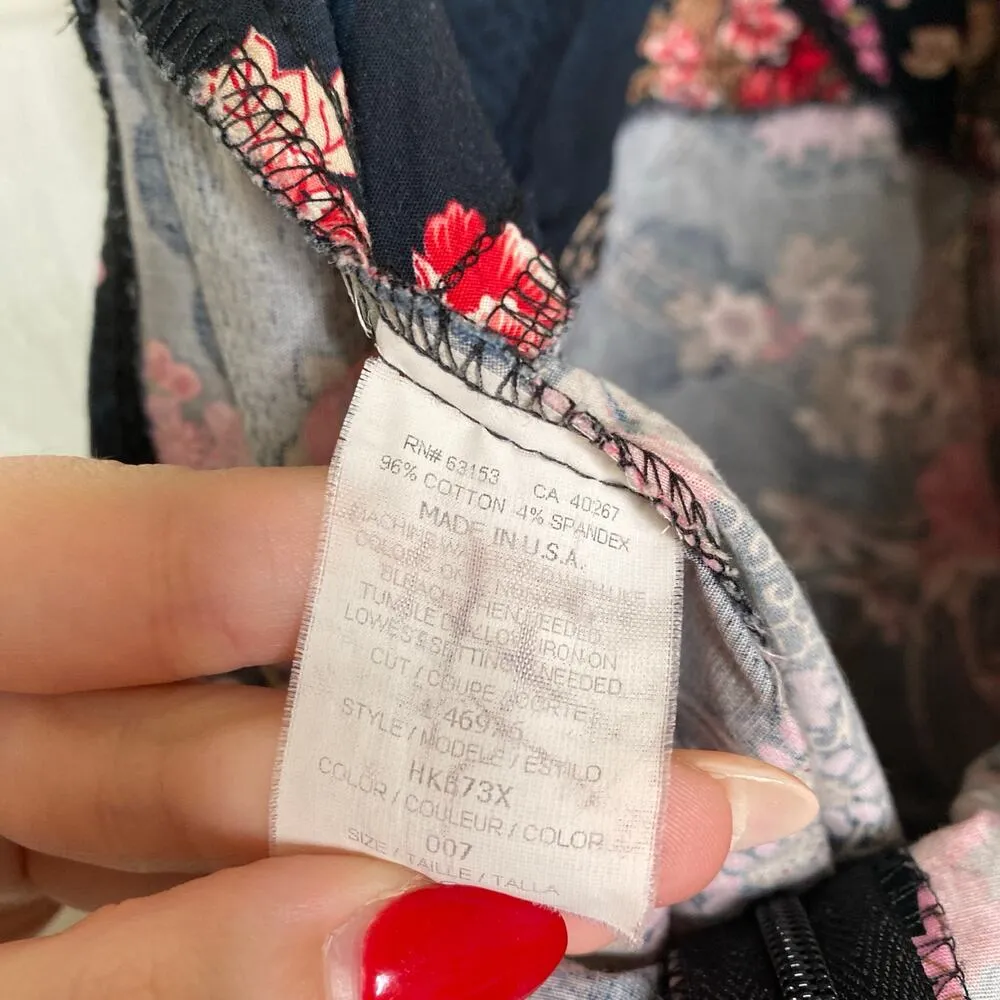 Vintage 90s Y2K RAMPAGE Halter Dress Oriental Floral Medium Grunge Babydoll Sz 9 Black - Image 5